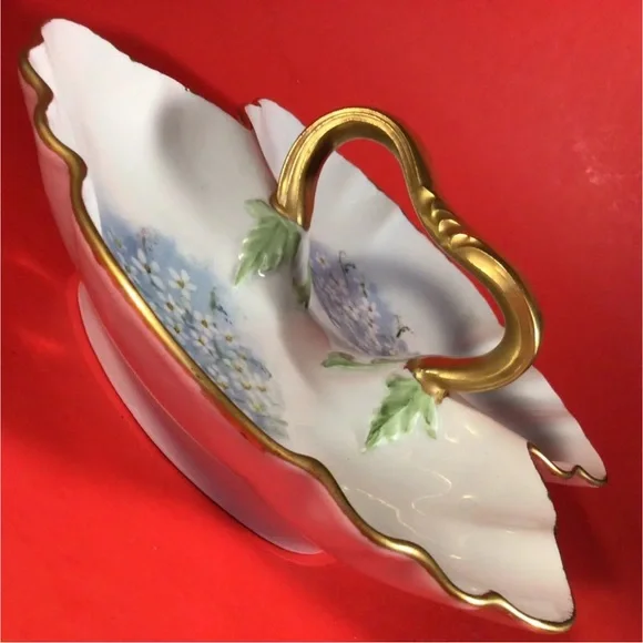 LIMOGES FRANCE DIVIDED BUTTERFLY PORCELAIN DISH - Picture 6 of 7